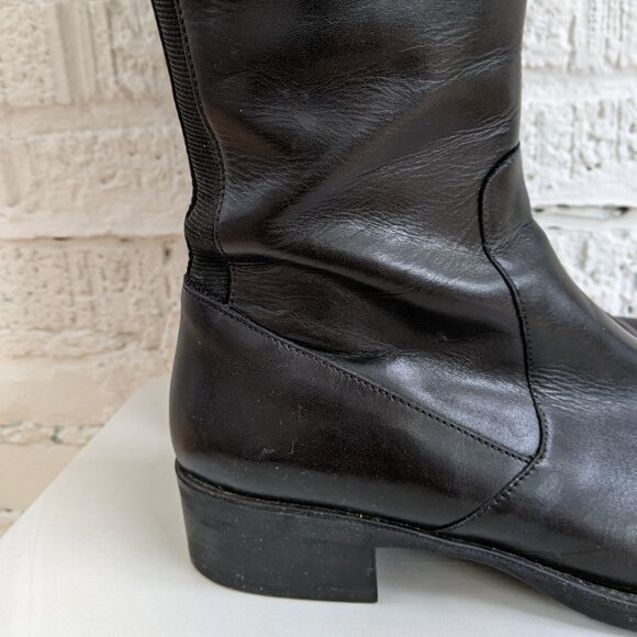 BLACK LEATHER RIDING BOOTS, BROWNS SIZE 9 - Picture 3 of 6
